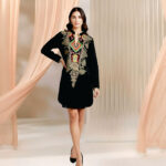 Short Kurta with Khadi and Lace Applique-Black