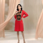 Short Kurta with Khadi and Lace Applique-Red