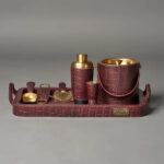 Debonair Bar Tray & Cocktail Set Burgundy