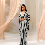 Flared Sleeve Kaftan in Tie&Dye- White