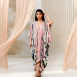 Flared Sleeve Printed Kaftan-Rose
