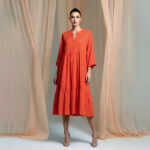 Orange Tier Oversized Dress
