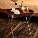 Tray On Stand Croco Burgundy