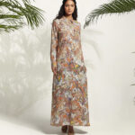 Abstract Print Long Shirt Dress