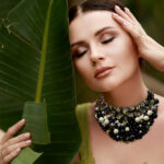 Black Crystal & Beaded  Necklace