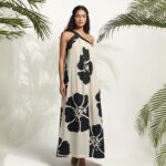 Black HIbiscus One Shoukder Maxi Dress