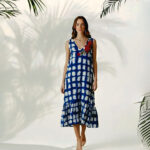 Checkered Tie Dye with Applique Dress