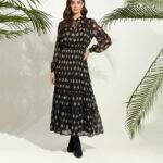 Floral Print Balloon Sleeve Midi Dress