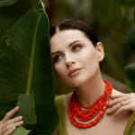 Red Bead & Block Necklace