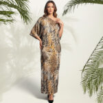 Tiger Print One-Shoulder Maxi Dress