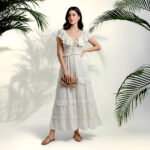 White Cascade Tiered Midi Dress