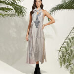 Long Halter-Neck Kurta with Lace